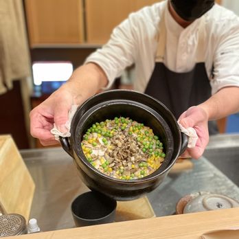 KEN - Kamameshi with tachiuo, mushrooms, peas, corns - Japanese Near Me - San Francisco, California KEN - Kamameshi with tachiuo, mushrooms, peas, corns - Japanese Near Me - San Francisco, California