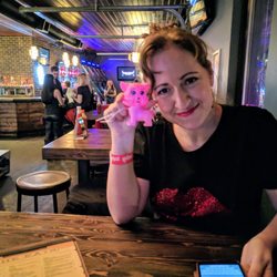 Beercade - Celebrating with a prize from one of the games!