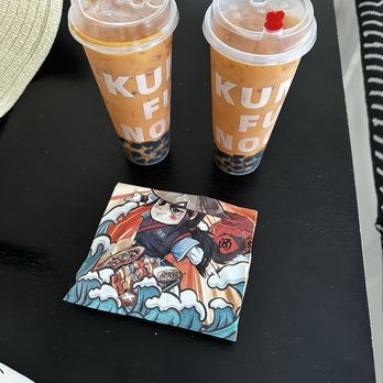 Kungfu Noodles - Thai tea with Boba and the napkins they supplied - Chinese Near Me - Chandler, Arizona Kungfu Noodles - Thai tea with Boba and the napkins they supplied - Chinese Near Me - Chandler, Arizona
