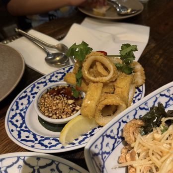 Thai Villa - Pla Muk Tod (Fried Turmeric Coconut Calamari) - Thai Near Me - New York, New York Thai Villa - Pla Muk Tod (Fried Turmeric Coconut Calamari) - Thai Near Me - New York, New York
