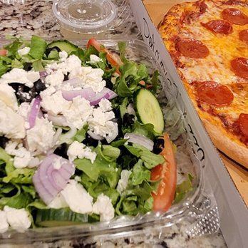 Big Guys Pizza - a salad and a pepperoni pizza - Pizza Near Me - Mint  Hill, North Carolina