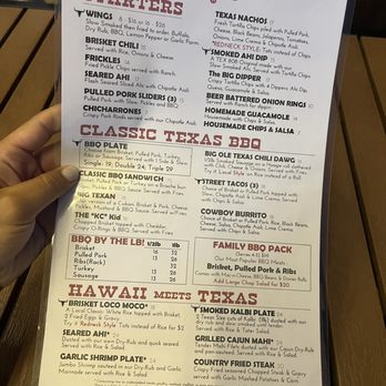 TEX 808 BBQ & Brews - Menu - Barbeque Near Me - Honolulu, Hawaii