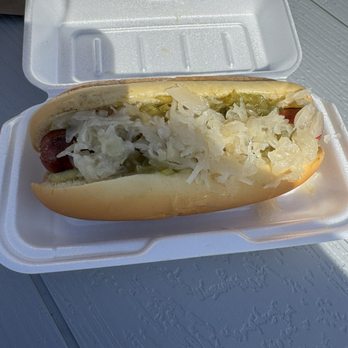 Hot Dog Central - Sauerkraut, relish, and mustard dog - Food Trucks Near Me - Greensboro, North Carolina Hot Dog Central - Sauerkraut, relish, and mustard dog - Food Trucks Near Me - Greensboro, North Carolina