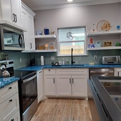 C - Side Decorating - Completed 3 - Backsplash, countertops, big single basin sink, updated contemporary faucet