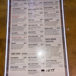 The Lake Springfield Tavern - Menu August 2022