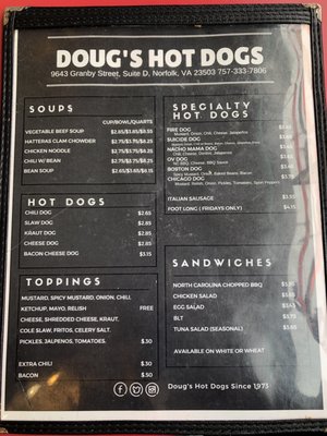 Menu photo 2 Doug's Hot Dogs Norfolk, VA