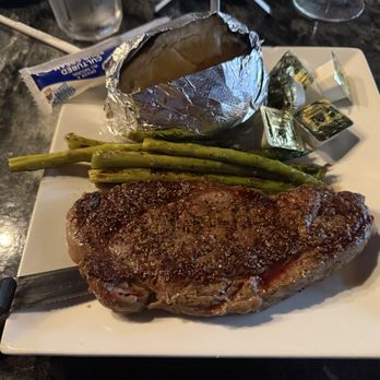 Chez Marilyn - Ribeye, Asparagus and Baked Potato - Thursday Special - American Near Me - Alton, Illinois Chez Marilyn - Ribeye, Asparagus and Baked Potato - Thursday Special - American Near Me - Alton, Illinois