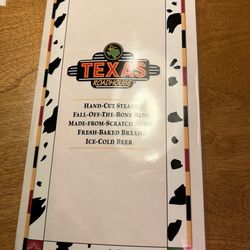 Texas Roadhouse - Menu Front 9/2026