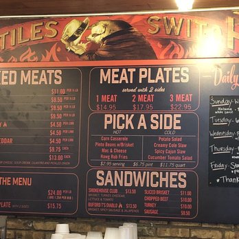Stiles Switch BBQ & Brew - Stiles BBQ menu board - good eats in Austin! - Barbeque Near Me - Austin, Texas Stiles Switch BBQ & Brew - Stiles BBQ menu board - good eats in Austin! - Barbeque Near Me - Austin, Texas
