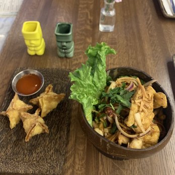 Tiki Thai - Phuket Rangoons. Banana blossom & lychee salad - Tiki Bars Near Me - Reston, Virginia Tiki Thai - Phuket Rangoons. Banana blossom & lychee salad - Tiki Bars Near Me - Reston, Virginia
