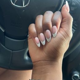 Almond French tip w/ clear pink powder