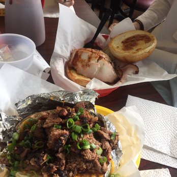 Ray's Real Pit BBQ Shack - Baked potato with chopped beef and turkey sandwich. Lots of meat! - Barbeque Near Me - Houston, Texas