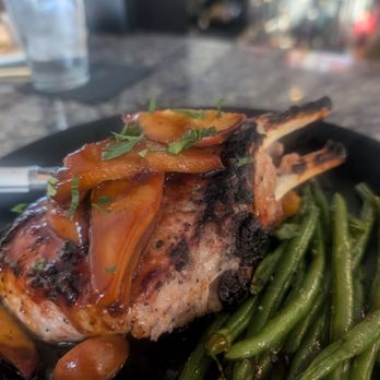 Veranda Bistro & Bar - The pork dinner with pears and sweet potato puree underneath - Bars Near Me - Avon, Ohio