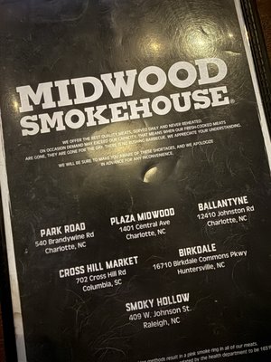 Menu photo 7 Midwood Smokehouse Charlotte, NC