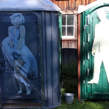 Discovery Bicycle Tours - The amazing Marilyn and Elvis port-o-potties. - Bike tours Near Me - Woodstock, Vermont