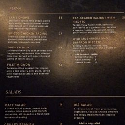 Dinner menu