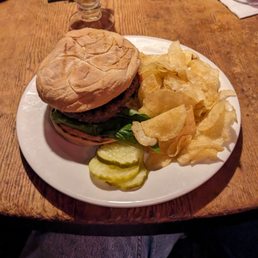 Beef burger and chips