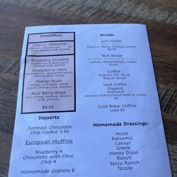 Green Apron Cafe - Back of menu
