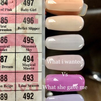 Carol's Nail Salon - I asked for 494, but the color in the 494 bottle was 493. Mary argued with me "it's the same," You be the judge. - Nail Salons Near Me - Alhambra, California Carol's Nail Salon - I asked for 494, but the color in the 494 bottle was 493. Mary argued with me "it's the same," You be the judge. - Nail Salons Near Me - Alhambra, California