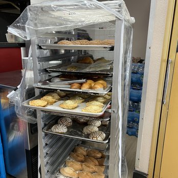Panadería Jerez - trays of doughnuts on a rack - Bakeries Near Me - Canoga Park, California
