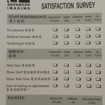 CP Advanced Imaging - Satisfaction survey (front) - Diagnostic Imaging Near Me - New York, New York