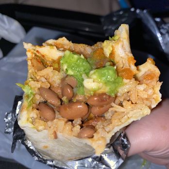 El Farolito - Veggie Burrito Regular: beans, rice, salsa, lettuce, & avocado. No need to remove sour cream & cheese. Delicious and satisfying! - Mexican Near Me - San Jose, California El Farolito - Veggie Burrito Regular: beans, rice, salsa, lettuce, & avocado. No need to remove sour cream & cheese. Delicious and satisfying! - Mexican Near Me - San Jose, California