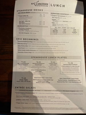 Menu photo 1 LongHorn Steakhouse Albuquerque, NM