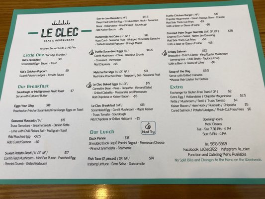 Menu photo 3 Le Clec Hawthorn, VIC