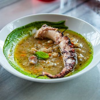 Battalion - Grilled Octopus w/ Braised Chickpeas, Guanciale, Basil Pesto - Italian Near Me - San Antonio, Texas