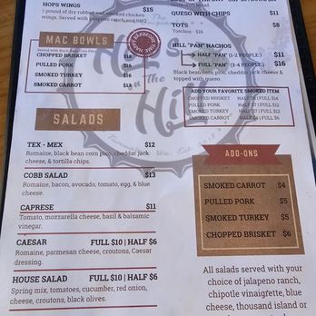Hops on the Hill - Menu - Barbeque Near Me - Tumwater, Washington