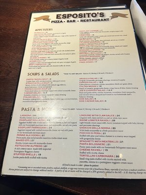 Menu photo 1 Esposito's Pizza Bar Restaurant Davie, FL Menu photo 1 Esposito's Pizza Bar Restaurant Davie, FL