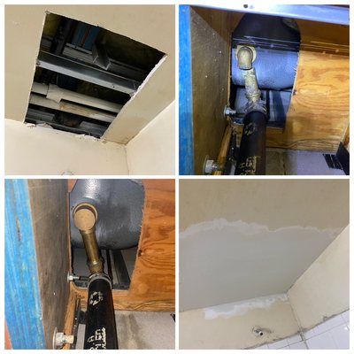 Bath tub drain pipe replacement. - Here we had to replace the corroded tub drain pipe that caused major water damage to the downstairs neighbor ceiling.