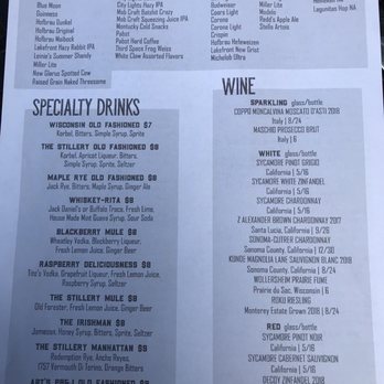 The Stillery - Beer, wine, and specialty drinks menu - American Near Me - Richfield, Wisconsin The Stillery - Beer, wine, and specialty drinks menu - American Near Me - Richfield, Wisconsin