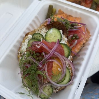Courage Bagels - Run it thru the Garden Hand Sliced Smoked Salmon - Bagels Near Me - Los Angeles, California Courage Bagels - Run it thru the Garden Hand Sliced Smoked Salmon - Bagels Near Me - Los Angeles, California