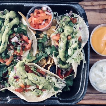 Bubbakoo's Burritos - 3 soft double steak tacos, chips (hidden inside somewhere) and cheese dips - Mexican Near Me - New Windsor, New York