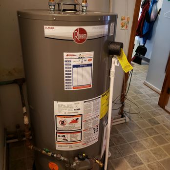 Action Heating, Air Conditioning & Electrical - Newly installed indoor Rheem 40 gallon hot water heater. Hot water tank repair near me. - Heating & Air Conditioning/HVAC Near Me - Toledo, Ohio Action Heating, Air Conditioning & Electrical - Newly installed indoor Rheem 40 gallon hot water heater. Hot water tank repair near me. - Heating & Air Conditioning/HVAC Near Me - Toledo, Ohio