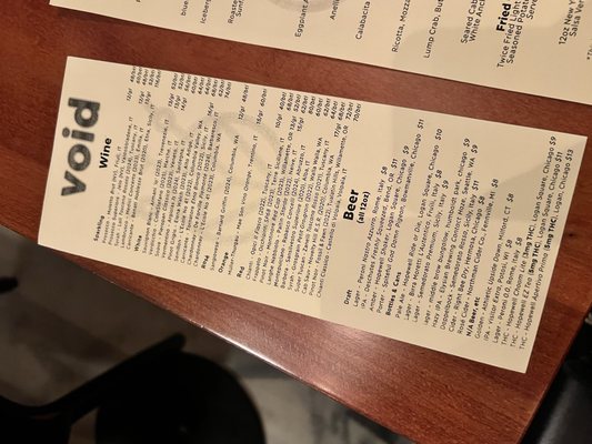 Menu photo 1 Void Chicago, IL Menu photo 1 Void Chicago, IL