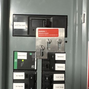 Cornelius Electrical Contractors - Main Breaker panel with surge protector, generator lockout and 200 main breaker - Electricians Near Me - Palm Bay, Florida