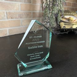 Sable Inn Bed & Breakfast - 2025 St Cloud Community Votes Platinum award for best lodging and wedding venue.