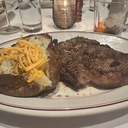 Ribeye with a loaded baked potato