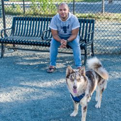 Virginia Avenue Park - There's several benches throughout the dog park, as well as water fountains, water bottle filling stations, and water bowls throughout.