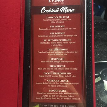 J's Corner Restaurant & Bar - Cocktail Menu - Burgers Near Me - Columbia, South Carolina