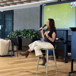 Now with Wonder - Rochelle Torke presenting a mindfulness talk at a corporate wellness event in Silicon Valley