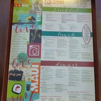 Three's Bar & Grill - Outside menu - Asian Fusion Near Me - Kihei, Hawaii Three's Bar & Grill - Outside menu - Asian Fusion Near Me - Kihei, Hawaii