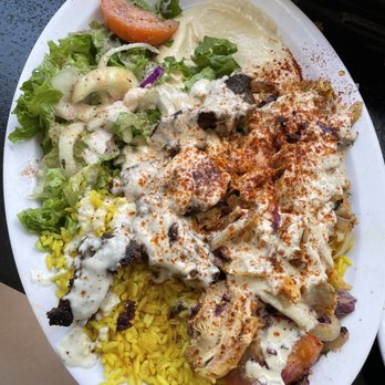 Falafel King - Combo platter with lamb shish kebab and chicken shawarma - huge portions! - Middle Eastern Near Me - Seattle, Washington Falafel King - Combo platter with lamb shish kebab and chicken shawarma - huge portions! - Middle Eastern Near Me - Seattle, Washington