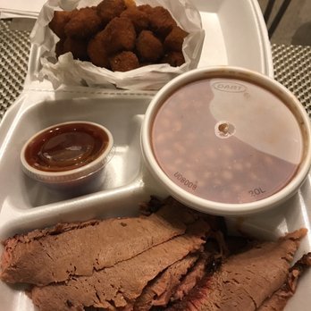 Old House BBQ - Sliced Brisket with smoked beans and fried okra - Barbeque Near Me - Lewisville, Texas Old House BBQ - Sliced Brisket with smoked beans and fried okra - Barbeque Near Me - Lewisville, Texas