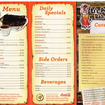 Li'l Porgy's Bar-B-Que - Menu 2 Daily specials - Barbeque Near Me - Champaign, Illinois Li'l Porgy's Bar-B-Que - Menu 2 Daily specials - Barbeque Near Me - Champaign, Illinois
