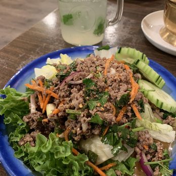 Thonglor Thai Bistro - Larb Salad with ground beef. Mint lemonade. - Thai Near Me - San Mateo, California Thonglor Thai Bistro - Larb Salad with ground beef. Mint lemonade. - Thai Near Me - San Mateo, California