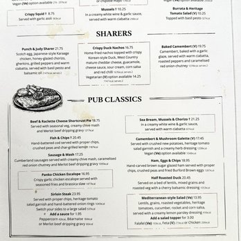 Punch & Judy - Menu - Pubs Near Me - London, XGL Punch & Judy - Menu - Pubs Near Me - London, XGL