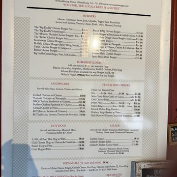 Healdsburger - Wall menu 1/29/2023 - Burgers Near Me - Healdsburg, California Healdsburger - Wall menu 1/29/2023 - Burgers Near Me - Healdsburg, California